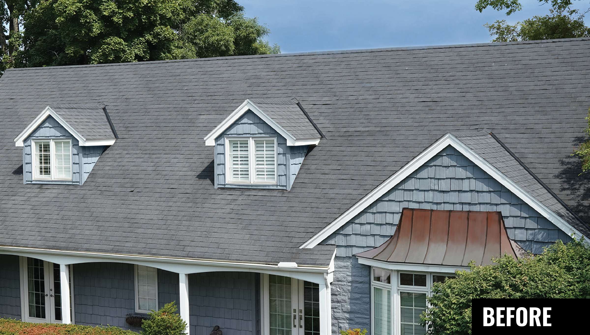 Before storm-damaged roof in Chesterfield